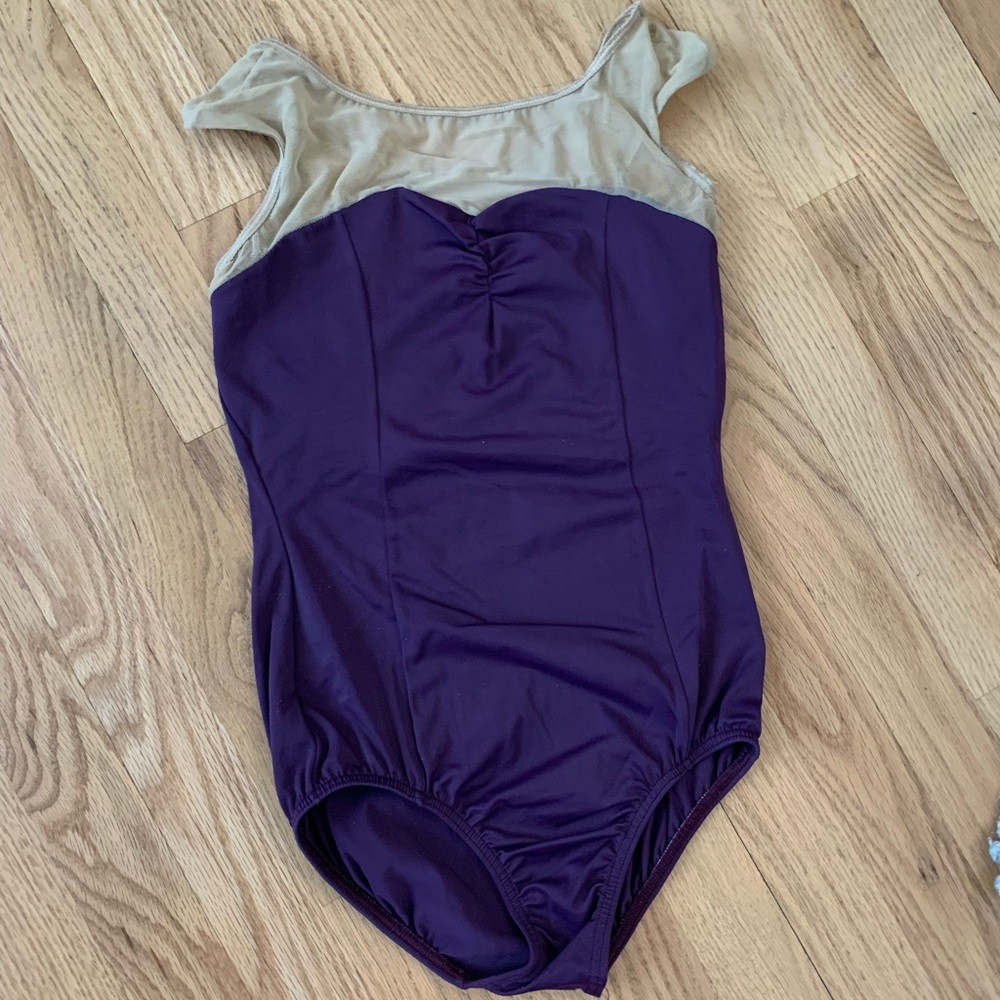 RETIRED BALLERINA SALE 🩰 Natalie Purple Sweetheart Neck Leotard with Nude Mesh